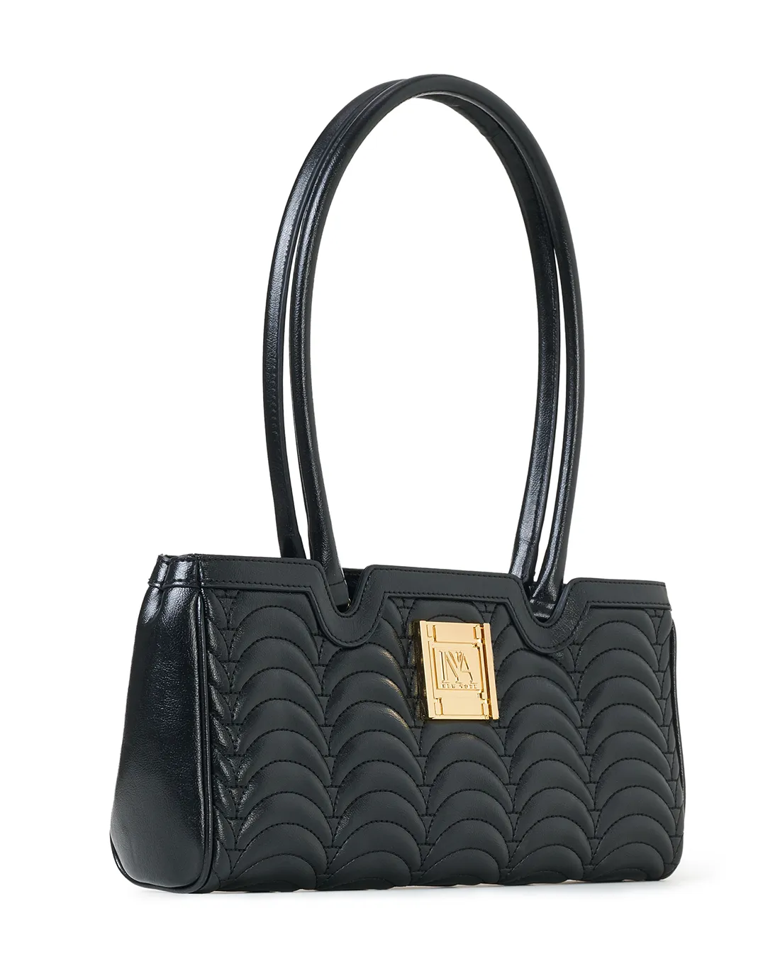 Broadway N1 black handmade shoulder bag showcases fine detailing and modern appeal.