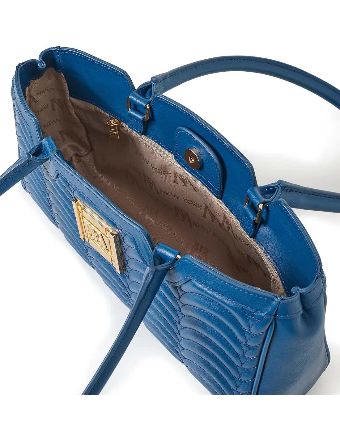 Broadway N1 navy blue luxury shoulder bag for women delivers timeless appeal with sleek texture.