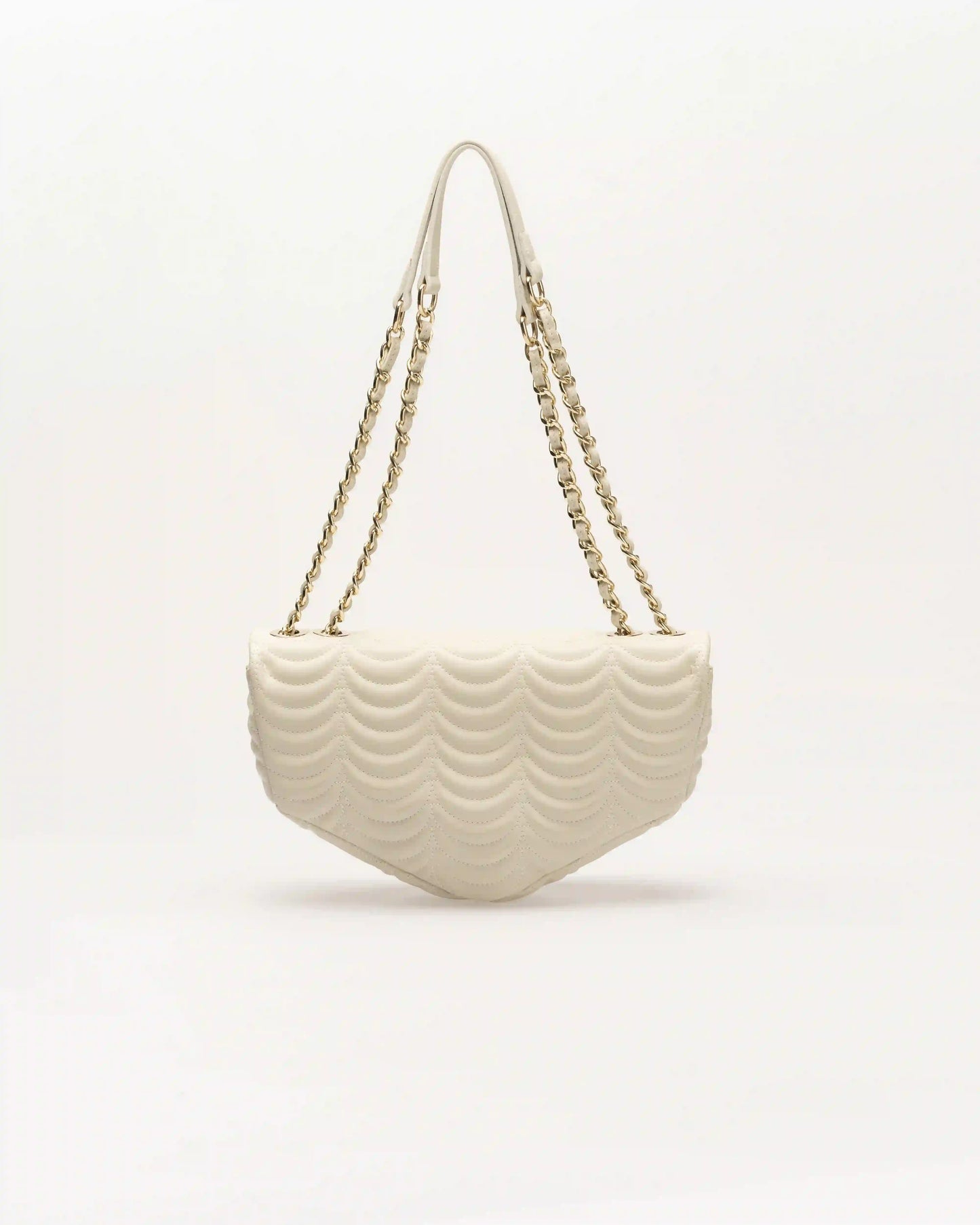 Broadway white luxury designer shoulder bag with fresh tones and sharp design.