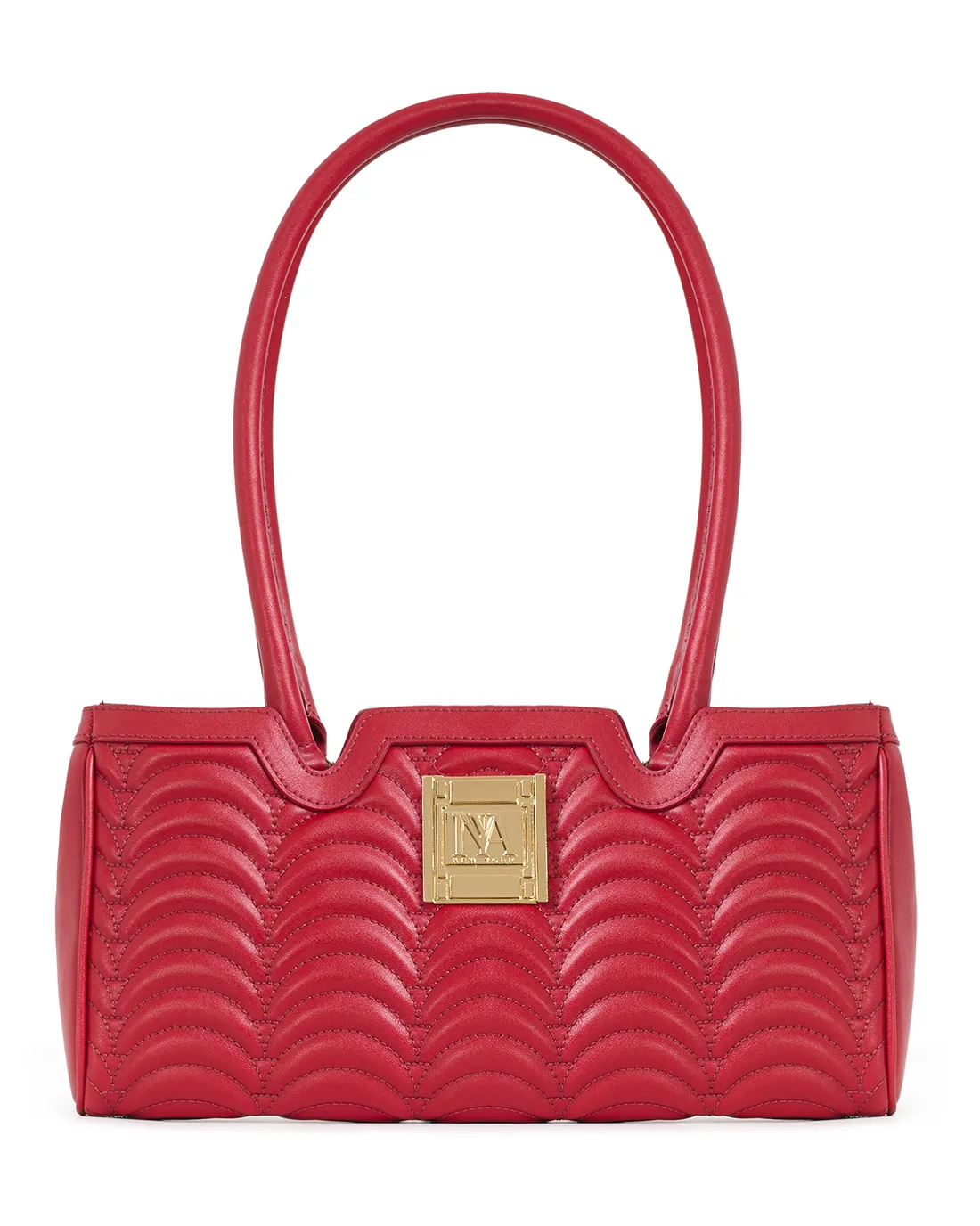 Chic Broadway N1 red luxury shoulder bag stands out with vibrant tones and sleek form.