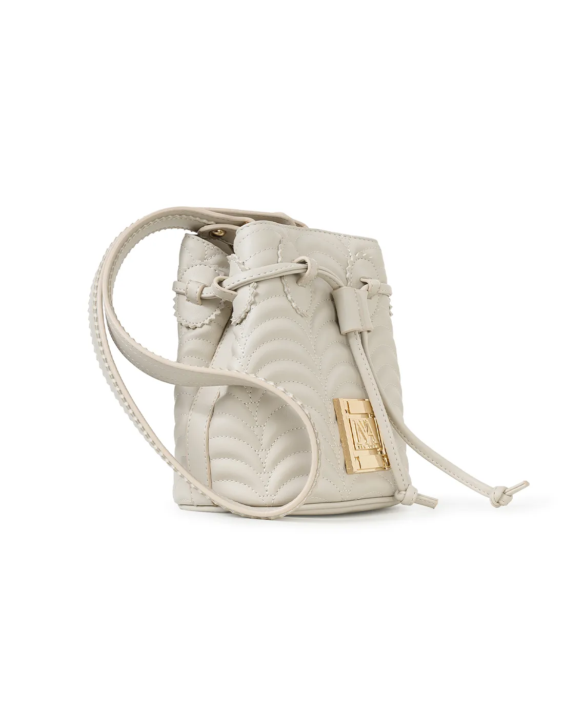 Chic Duffy N1 beige designer shoulder bag showcases modern minimalism and sleek finish.
