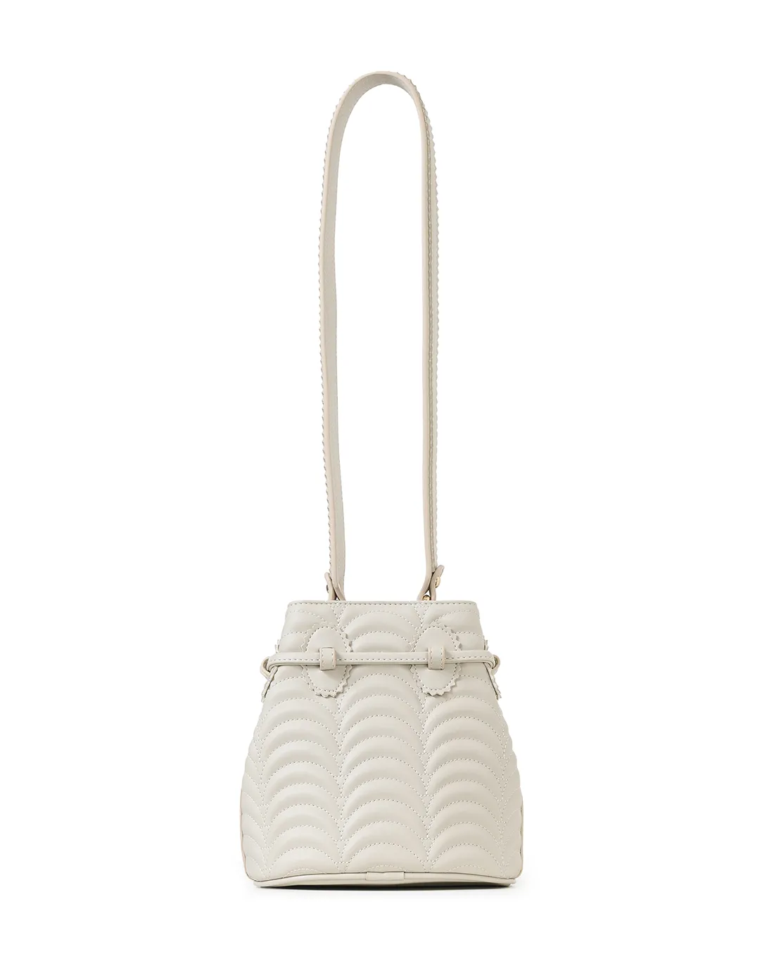 Duffy N1 beige sustainable shoulder bag blends eco-friendly materials with soft style.
