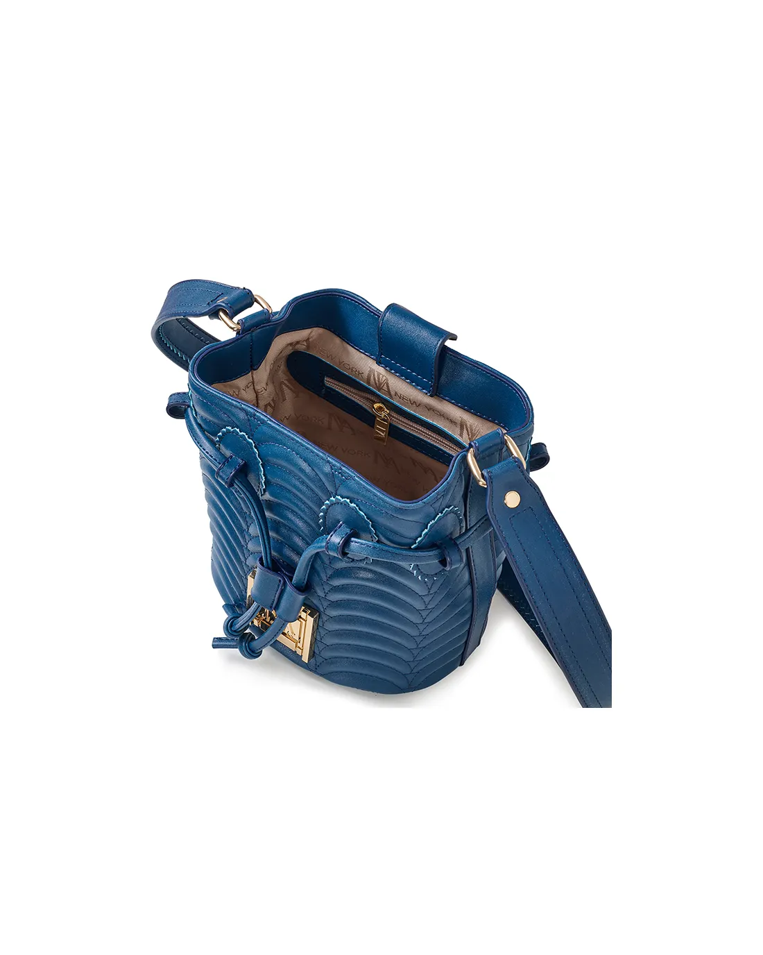 Duffy N1 navy blue luxury shoulder bag offers refined elegance with a modern finish.