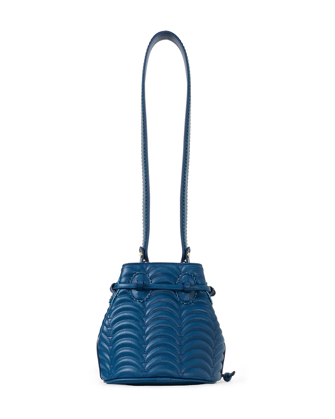 Duffy N1 navy blue sustainable shoulder bag features eco-friendly design and elegance.