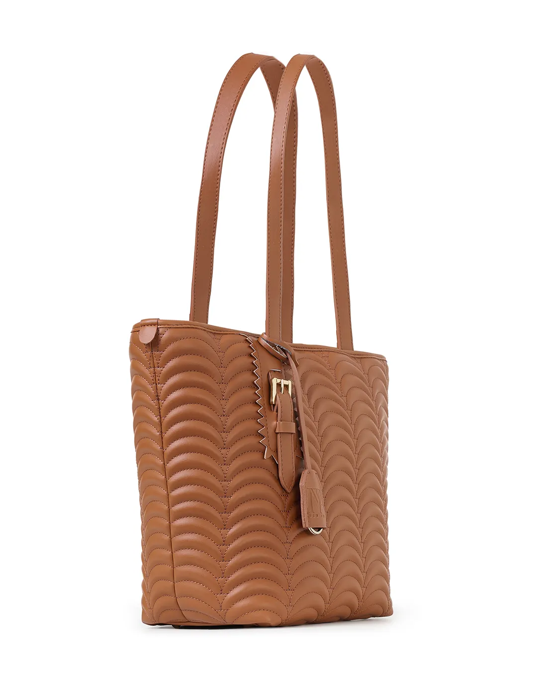 Elegant Tote tan womens shoulder bags are displayed in a natural setting.