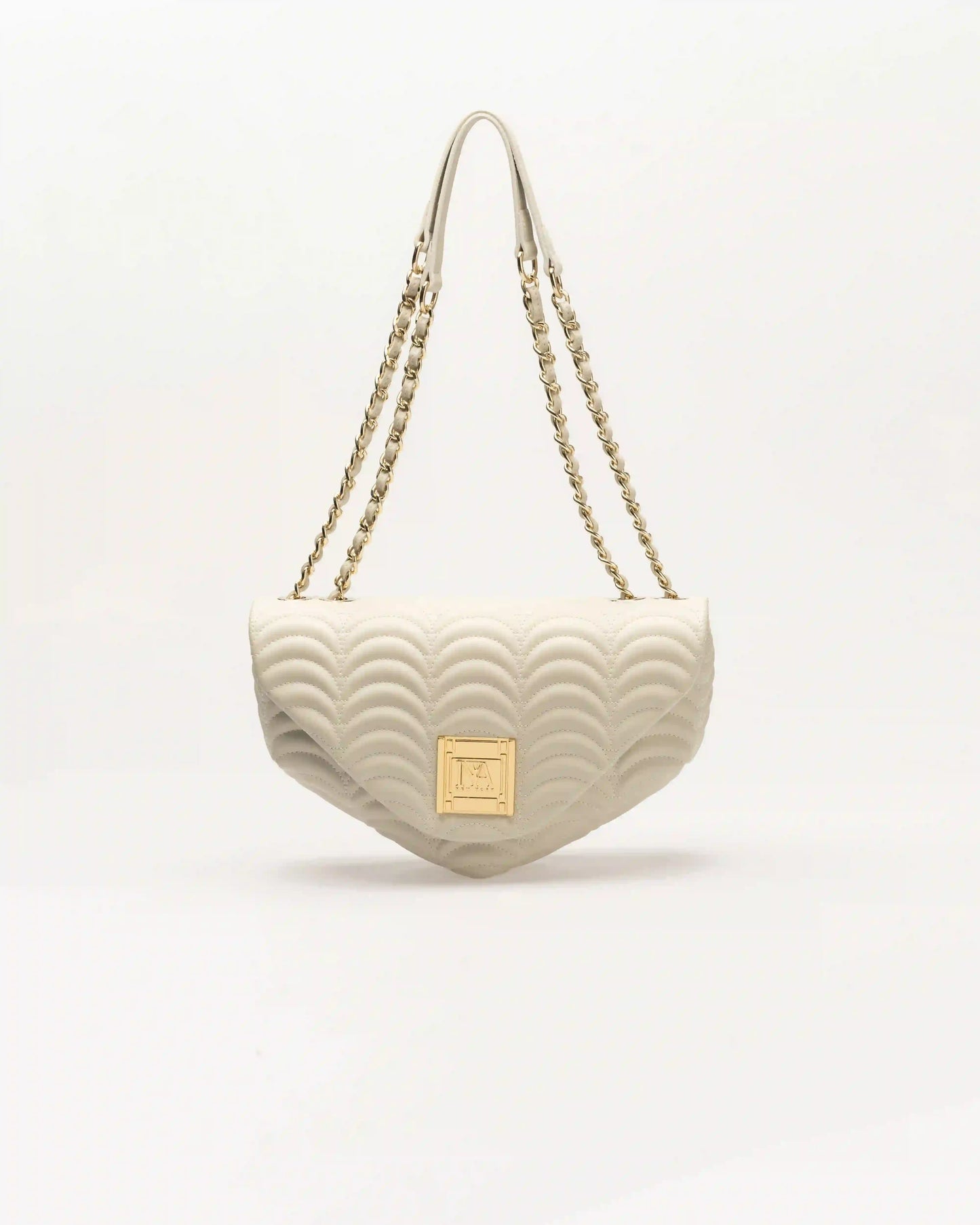 Elegant white broadway n2 designer shoulder bag with sleek and minimal finish.