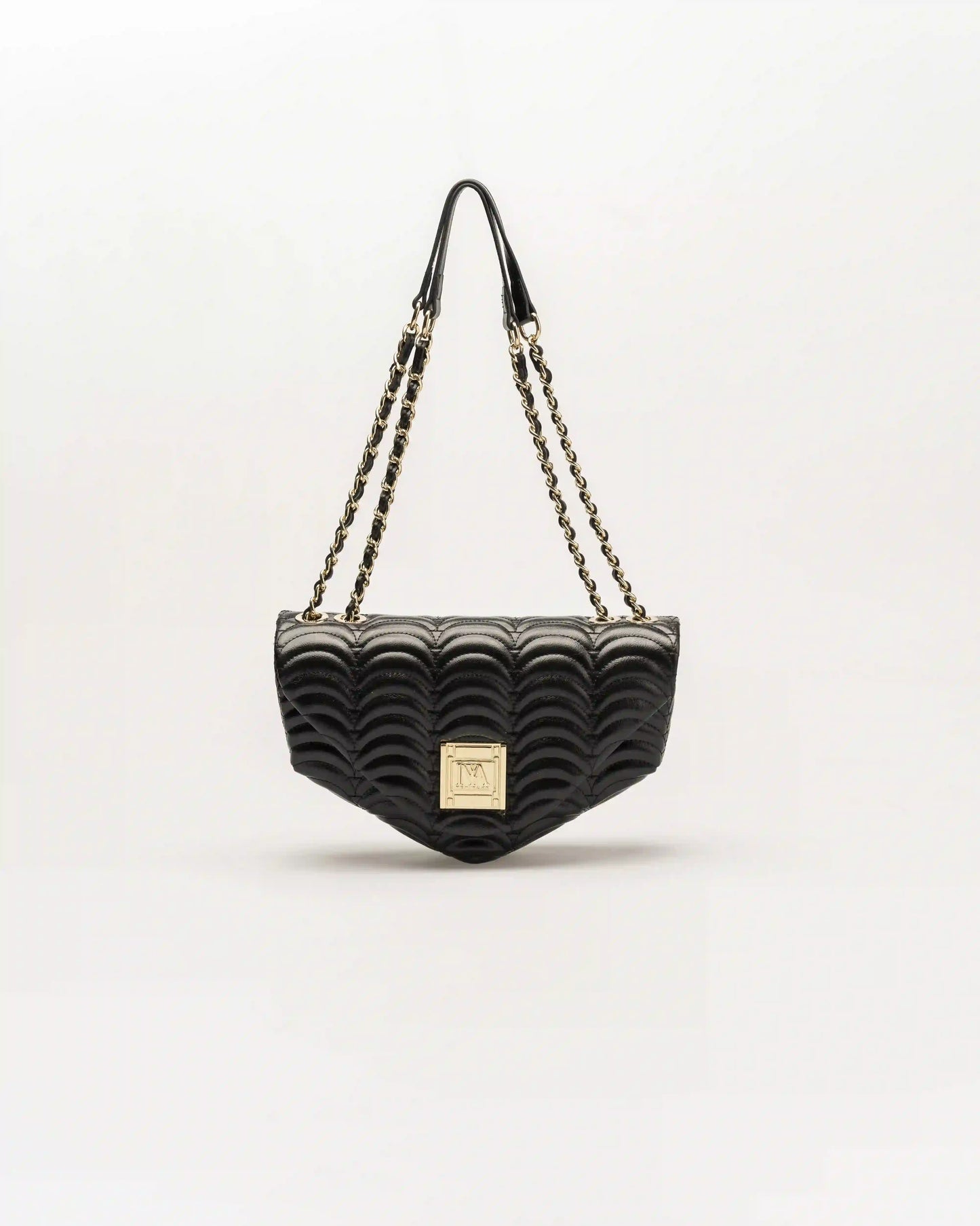 High end broadway n2 black designer shoulder bag with structured sophistication.