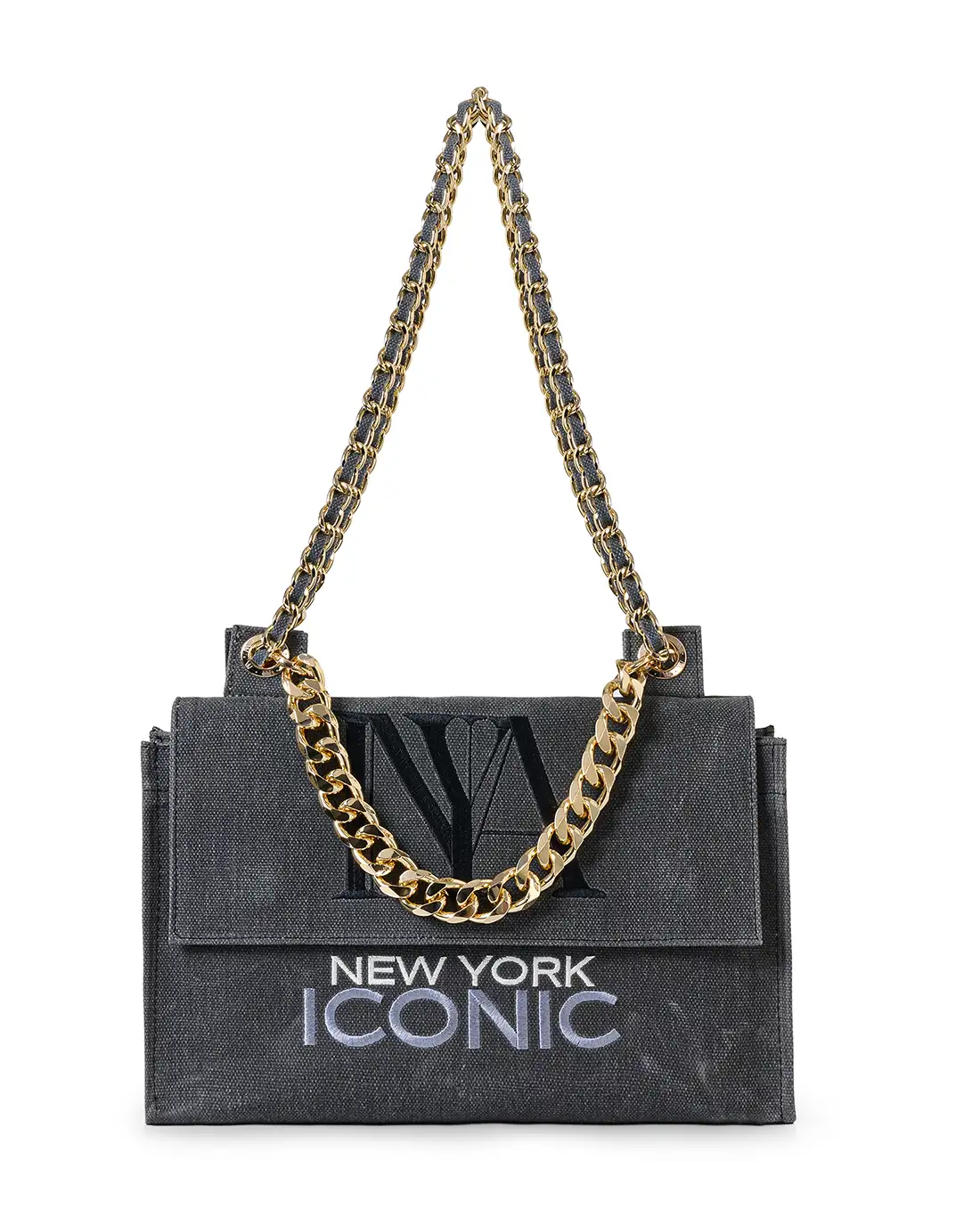 Iconic black canvas designer shoulder bags suit every sophisticated moment.