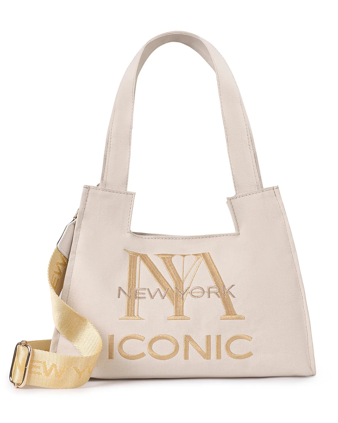 Iconic ecru canvas luxury designer shoulder bags radiate timeless sophistication.