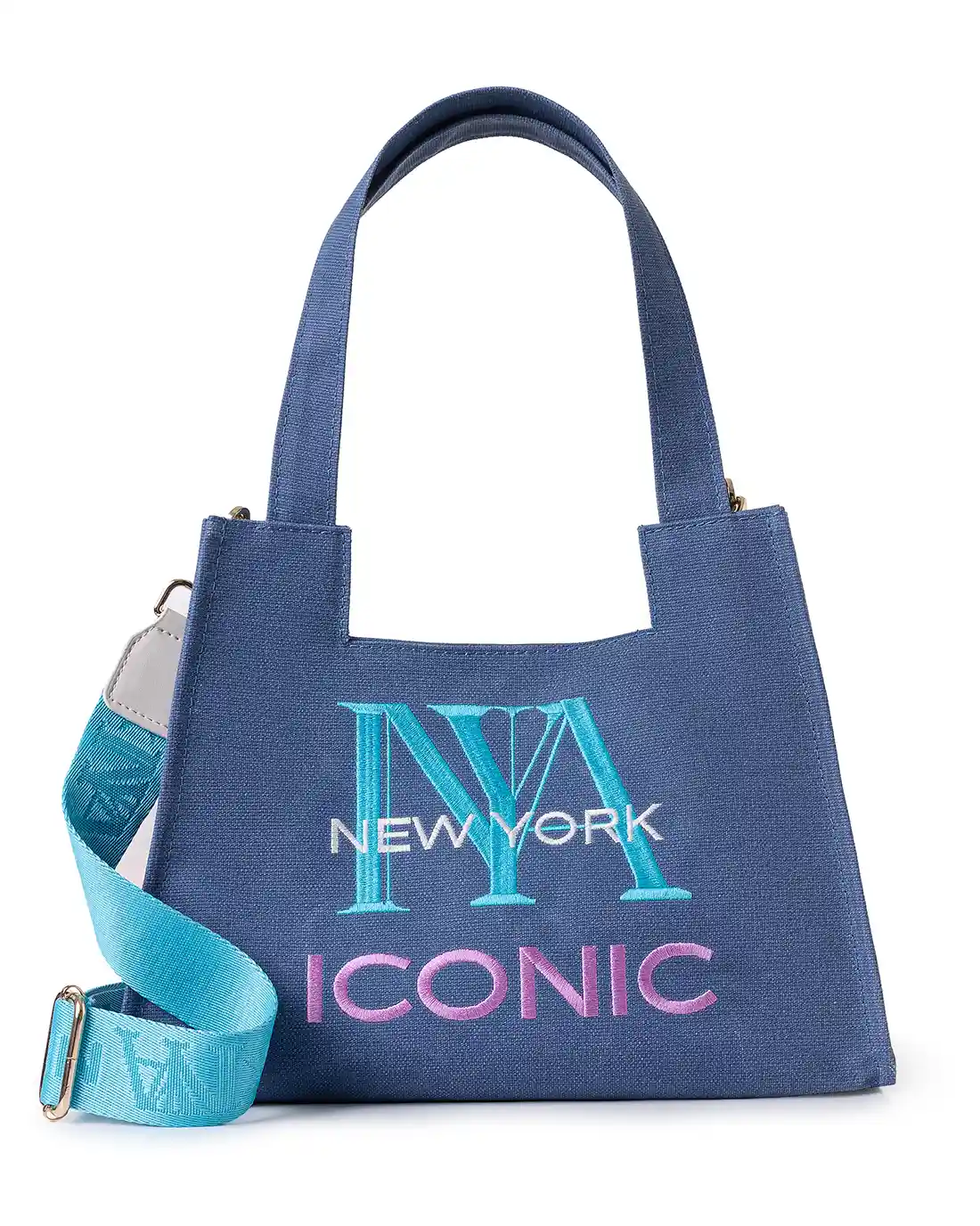 Iconic indigo canvas luxury designer shoulder bags bring artistic refinement.