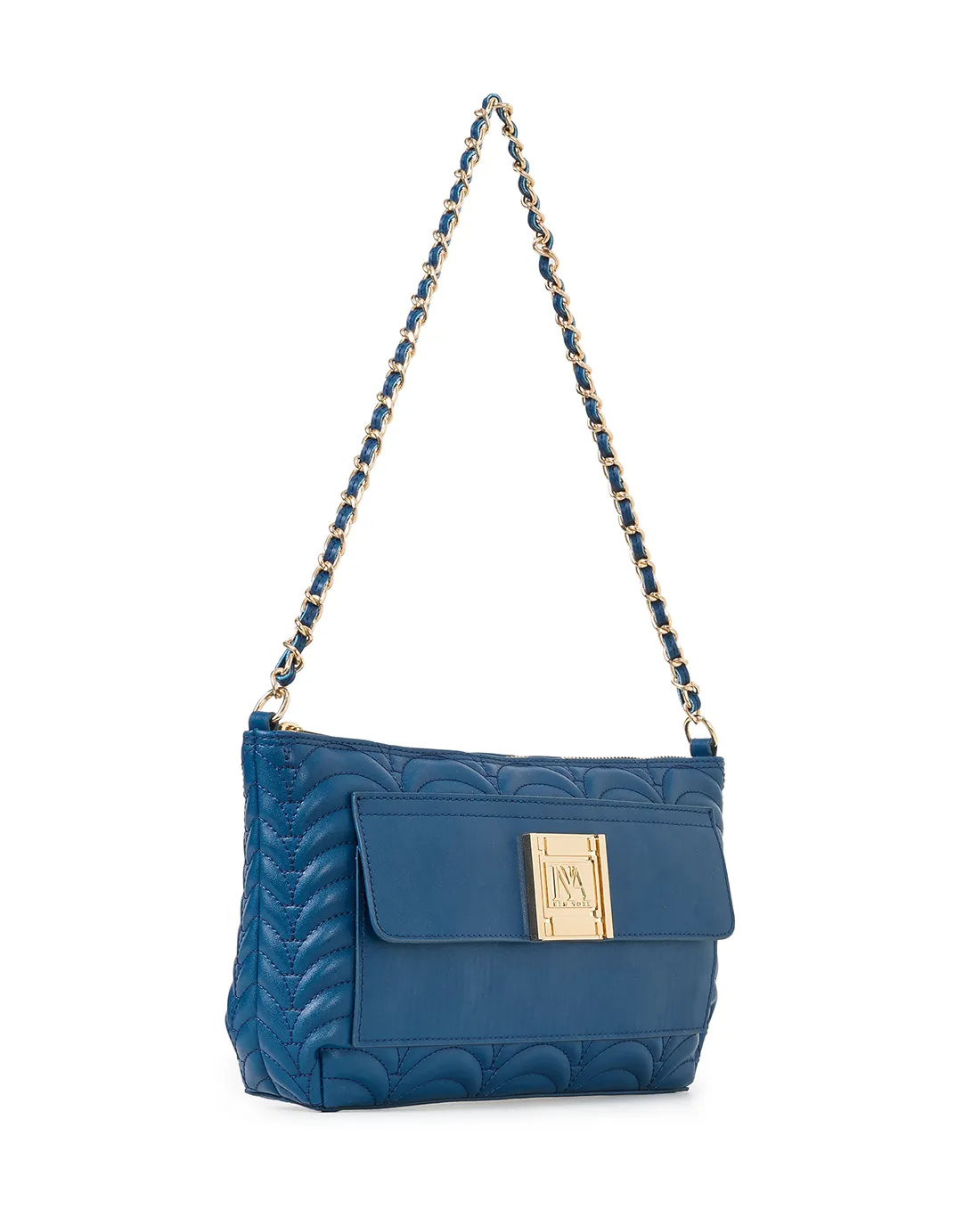 Discover the stylish navy blue designer shoulder bag for women, perfect for any occasion.