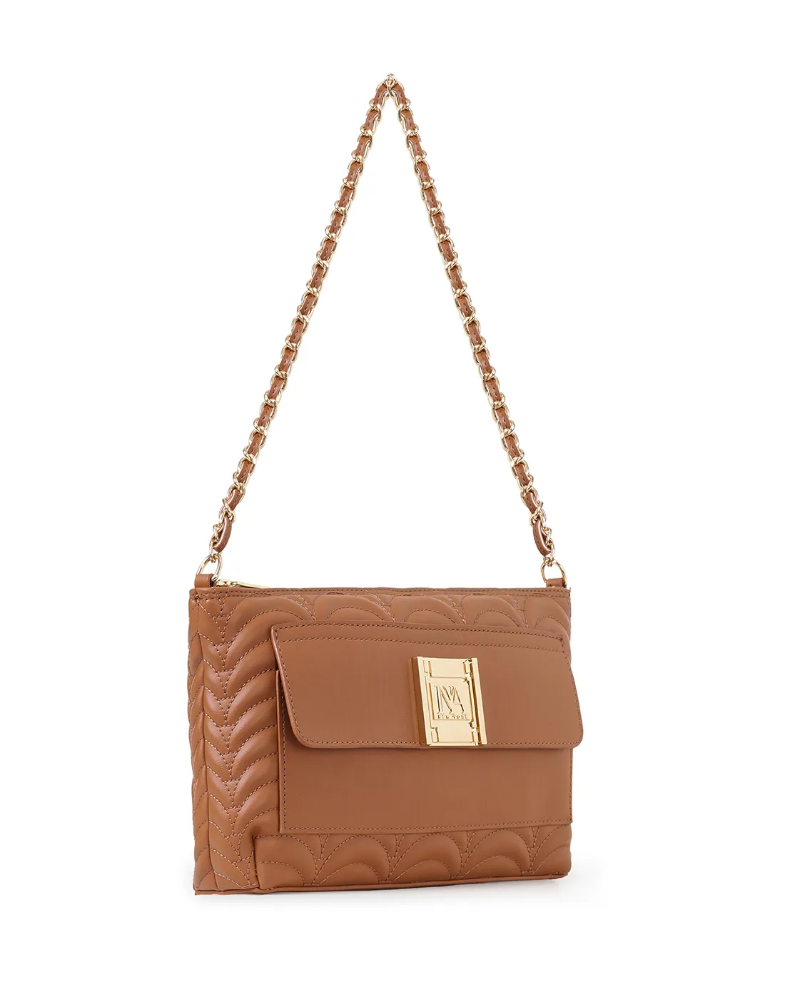An elegant Tillary tan luxury shoulder bag for women, designed for timeless fashion.