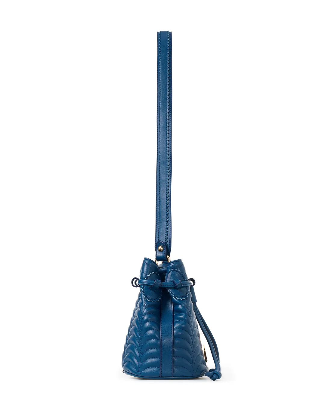 Trendy Duffy N1 navy blue women's shoulder bag pairs modern fashion with fine details.