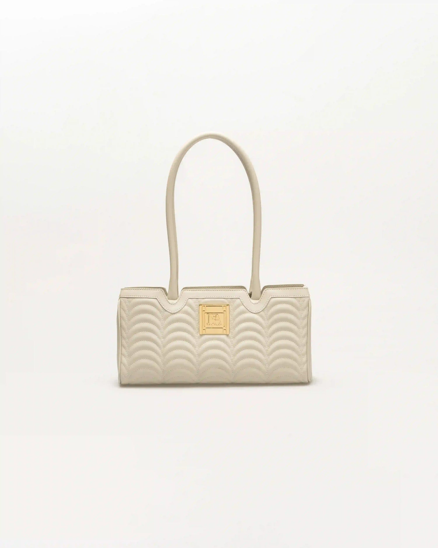 White broadway n1 designer shoulder bag offering grace and structured flair.
